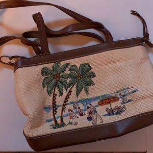 Vintage Etienne Aigner beach scene embellished bag